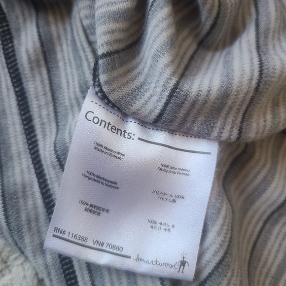 Smartwool Striped Gray Quarter-Zip Pullover Women's Size M - Picture 8 of 8